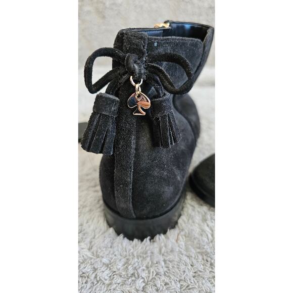 Kate Spade New York Black Suede Leather Saddle Boots Booties Size 8.5B - Picture 3 of 8
